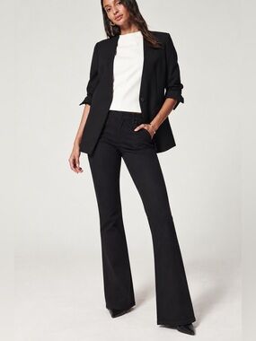 SPANX Perfect Collarless Black Single-Button Blazer size M Office Minimalist